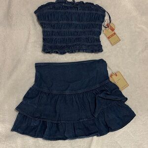 Lone Star Blue Denim Top and Skirt Set